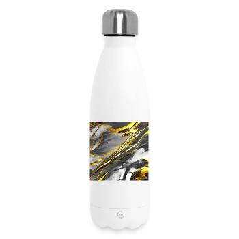 Marble Black Gold Texture - Insulated Water Bottle 500 ml - white - Front