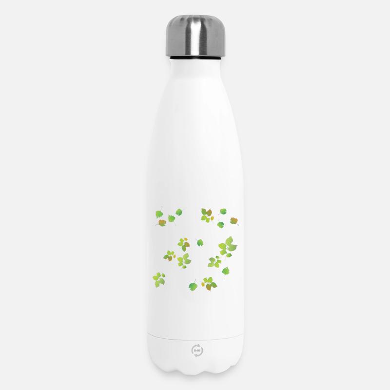 Spring Leaves Pattern - Insulated Water Bottle 500 ml - white