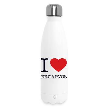 I LOVE BELARUS Weißrussland - Thermosflasche 500 ml - Weiß - Vorne