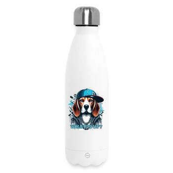 Beagle Gangsta Was geht ab? Hund Geschenk - Thermosflasche 500 ml - Weiß - Vorne