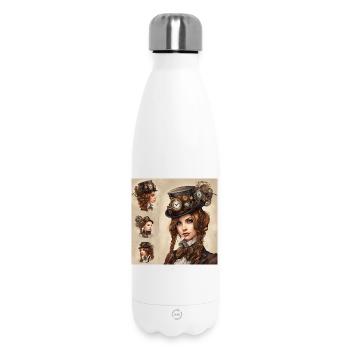 Beautiful girl in steampunk style - Insulated Water Bottle 500 ml - white - Front