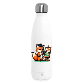 Palette Prowler: Der künstlerische Fuchs - Thermosflasche 500 ml - Weiß - Vorne