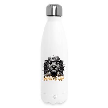 Border Terrier Was geht ab Kopfhörer Geschenk - Thermosflasche 500 ml - Weiß - Vorne