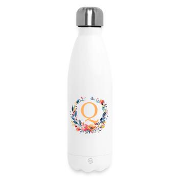 Q Monogram, Couronne de fleurs, Personnalisable - Bouteille isotherme 500 ml - blanc - Devant