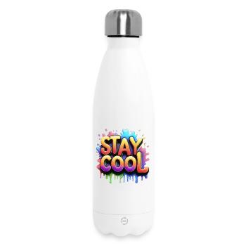 Restez cool texte 3d - Bouteille isotherme 500 ml - blanc - Devant