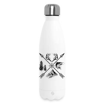 Abstrakte geometrische Strichkunst T-Shirt - Thermosflasche 500 ml - Weiß - Vorne