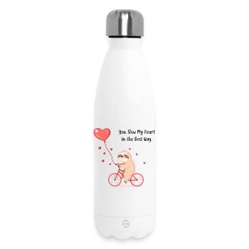Faultier mit Herzballon – Geschenk zum Valentinstag - Thermosflasche 500 ml - Weiß - Vorne