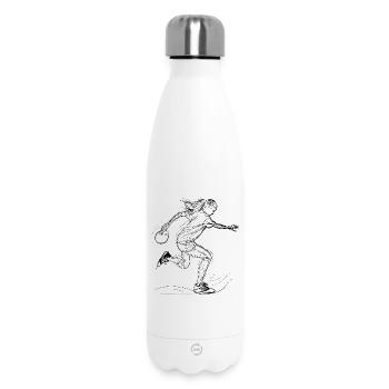 Female Bowler Drawing - Insulated Water Bottle 500 ml - white - Front