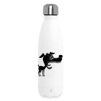 Kleiner schwarzer Hund und großes Maul - Thermosflasche 500 ml - Weiß - Vorne