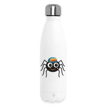 Araignée cool avec casquette rétro – mignonne et effrontée - Bouteille isotherme 500 ml - blanc - Devant
