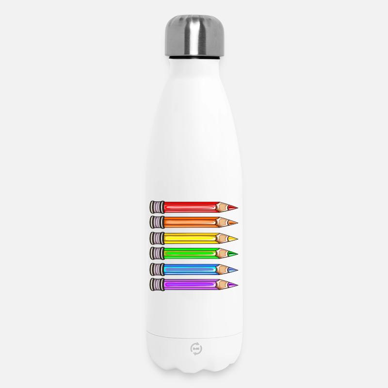 DRAPEAU ARC-EN-CIEL DE LA FIERTÉ - Bouteille isotherme 500 ml - blanc