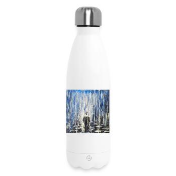 Abstraktes Stadtbild mit Rainy Night Atmosphäre - Thermosflasche 500 ml - Weiß - Vorne