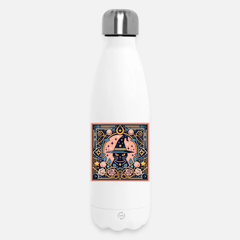 Chat  Sorcière  - Bouteille isotherme 500 ml - blanc
