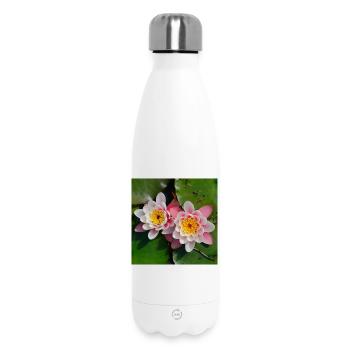 Water lilies flowers in the water - Insulated Water Bottle 500 ml - white - Front