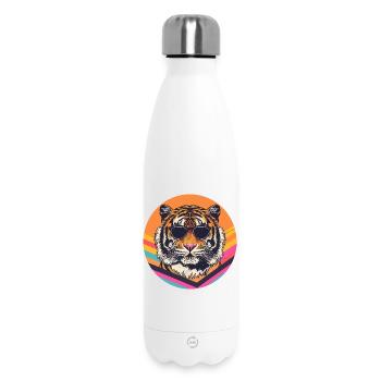 Retro Sonnenbrillen Tiger Illustration - Thermosflasche 500 ml - Weiß - Vorne