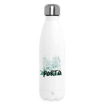 Porto historisches Zentrum Straßenbahn Illustration - Thermosflasche 500 ml - Weiß - Vorne