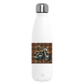 Retro Bike + Plaid Background - Thermosflasche 500 ml - Weiß - Vorne