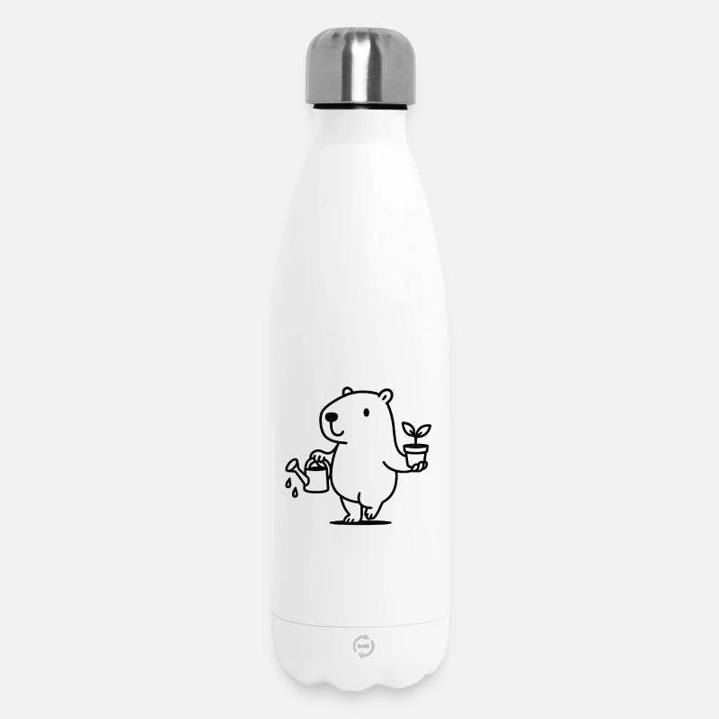 Capybara doux en tant que jardinier - Bouteille isotherme 500 ml - blanc