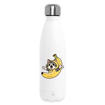 Chat Banane Kawaii - Bouteille isotherme 500 ml - blanc - Devant