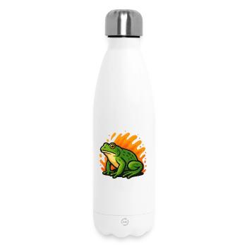 Flaming Green Goliath Frog - Insulated Water Bottle 500 ml - white - Front