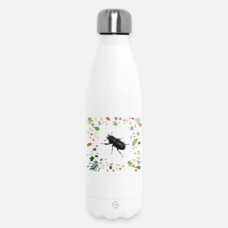 Hirschkäfer mit Herbstlaub - Insulated Water Bottle 500 ml - white