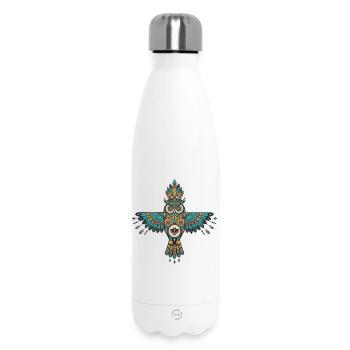 Tribal Eule – Spiritueller Wächter - Thermosflasche 500 ml - Weiß - Vorne