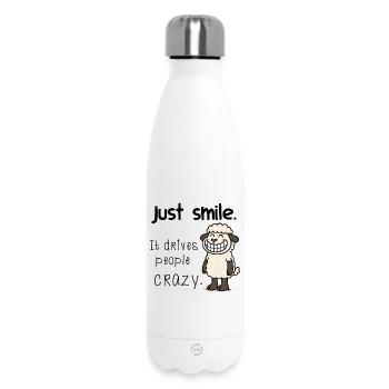 Just Smile – Freches Schaf Motiv Take it easy - Thermosflasche 500 ml - Weiß - Vorne
