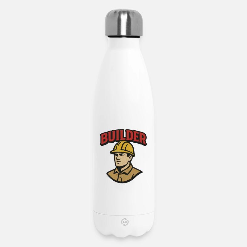 Bauarbeiter Retro-Logo mit Helm - Thermosflasche 500 ml - Weiß