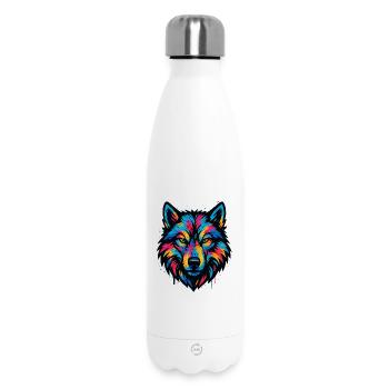 Neon Wolf Head Art - Insulated Water Bottle 500 ml - white - Front
