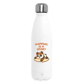 Nickerchen ist ein Sport – Sleepy Panda Cartoon - Thermosflasche 500 ml - Weiß - Vorne