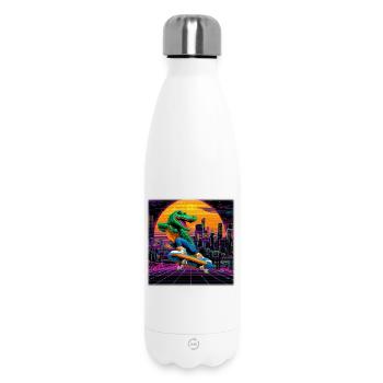 Crocodile Pixel Skating dans le Synthwave rétro des années 80 - Bouteille isotherme 500 ml - blanc - Devant