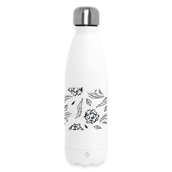 Seamless_pattern_with_roses - Thermosflasche 500 ml - Weiß - Vorne