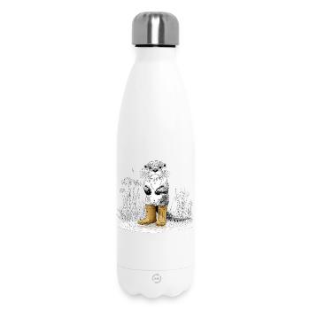 Cute otter with yellow rubber boots - Insulated Water Bottle 500 ml - white - Front