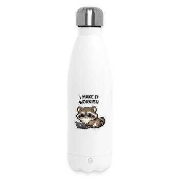 Workish Waschbär am Laptop - Thermosflasche 500 ml - Weiß - Vorne