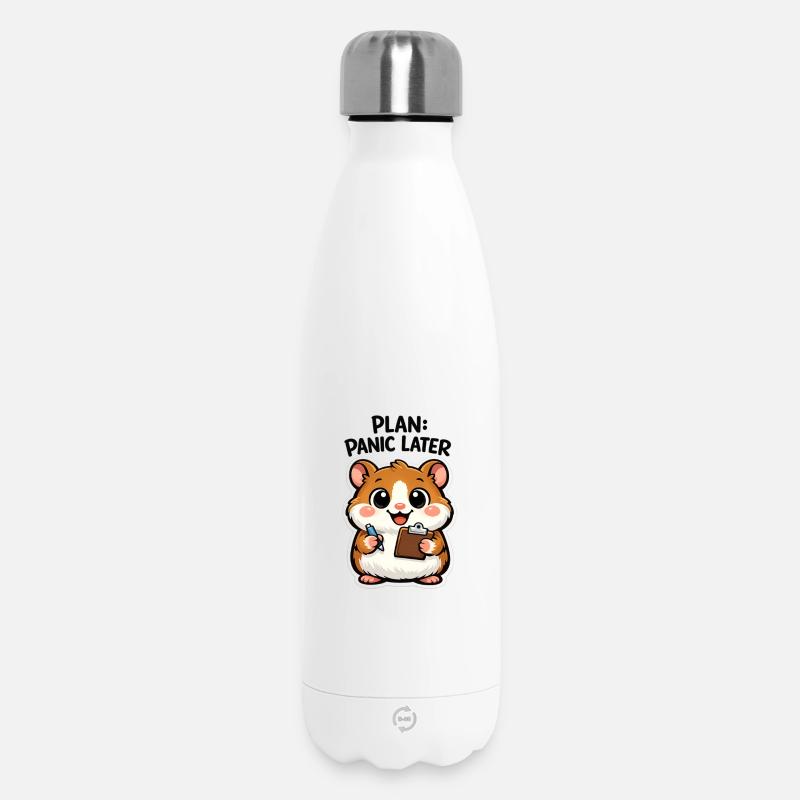 Plan: Panik Später Hamster - Thermosflasche 500 ml - Weiß
