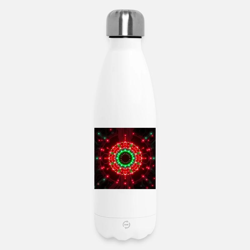 Neon Mandala Tech Zentrum - Thermosflasche 500 ml - Weiß