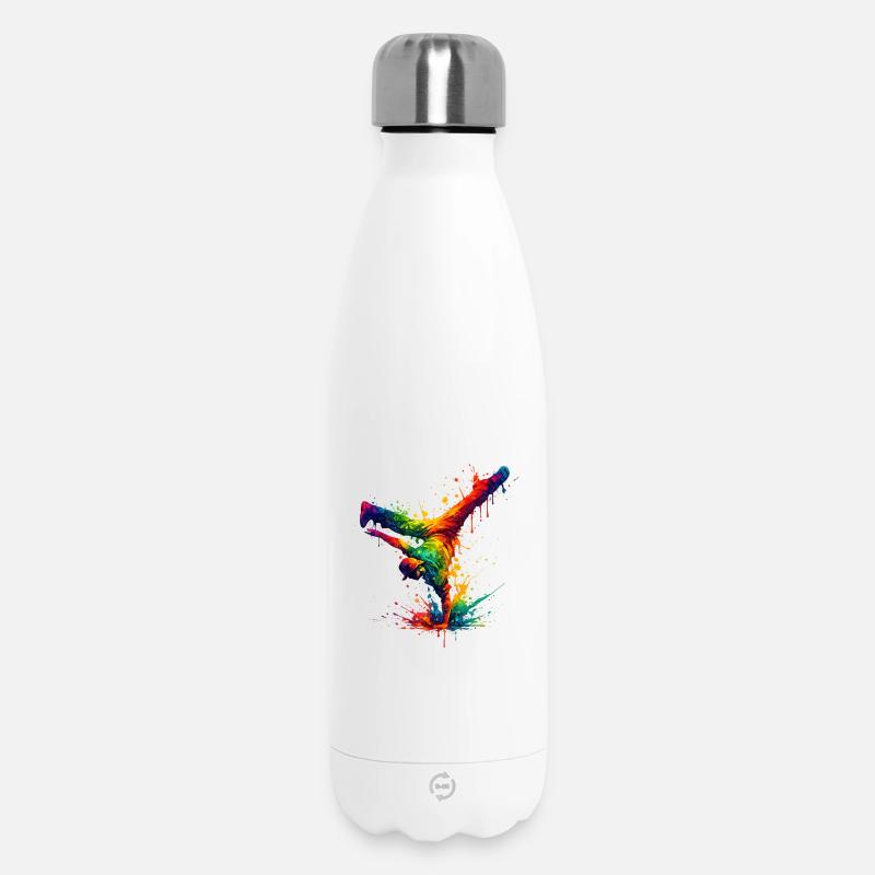 Hand Splashed Rainbow Dance - Insulated Water Bottle 500 ml - white