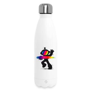 Roboter Silhouette Regenbogen Splash Design   - Thermosflasche 500 ml - Weiß - Vorne