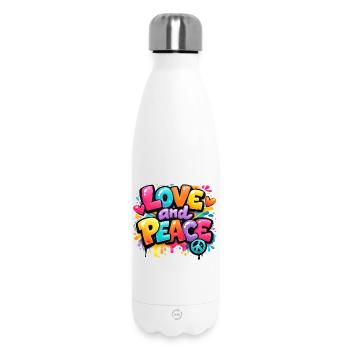 Love_and_Peace - Insulated Water Bottle 500 ml - white - Front