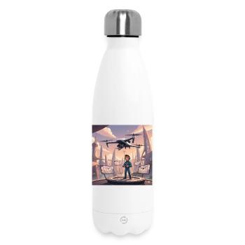 Drohne Pilot in Neonstadt - Thermosflasche 500 ml - Weiß - Vorne