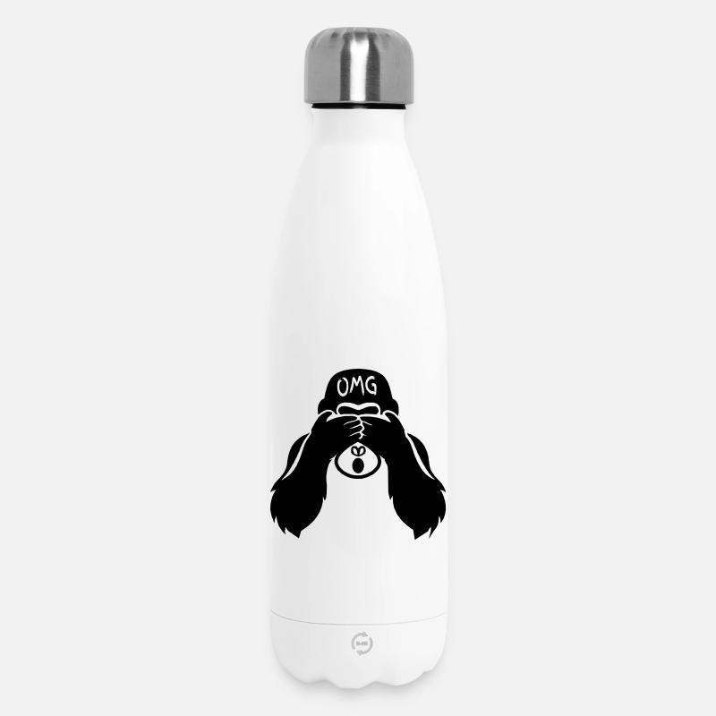 Drôles de mains de singe devant le visage - Gorilla OMG2 - Bouteille isotherme 500 ml - blanc