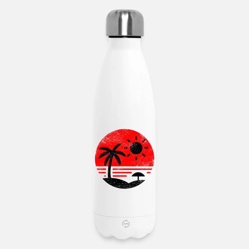 Vintage Beach Rot Schwarz - Thermosflasche 500 ml - Weiß