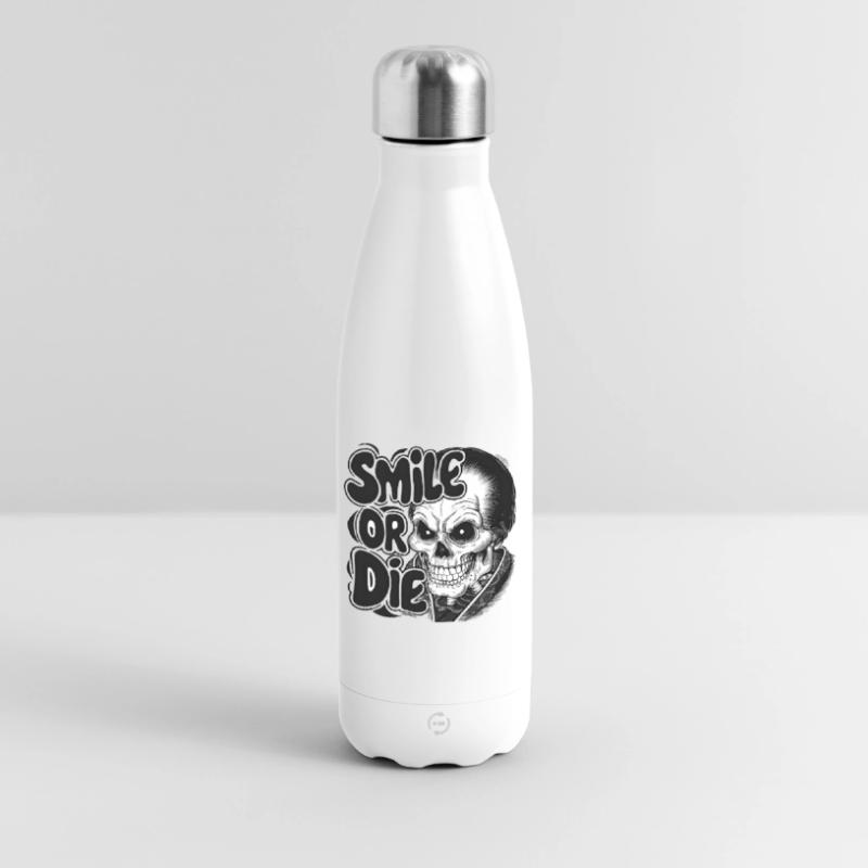 Vampirskelett mit Text Lächeln oder Sterben Thermosflasche 500 ml