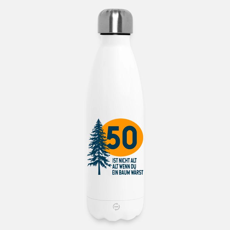 50. Geburtstag Geschenk Baum - Thermosflasche 500 ml - Weiß