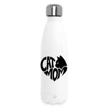 Cat Mom, Katzenmama Herz mit schwarzer Katze - Thermosflasche 500 ml - Weiß - Vorne