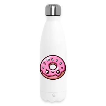 Pastellrosa Kawaii Donut - Thermosflasche 500 ml - Weiß - Vorne