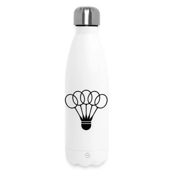 Badminton Shuttlecock with Racket Fan - Insulated Water Bottle 500 ml - white - Front