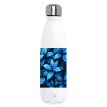 Tissage feuillu bleu cobalt - Bouteille isotherme 500 ml - blanc - Devant