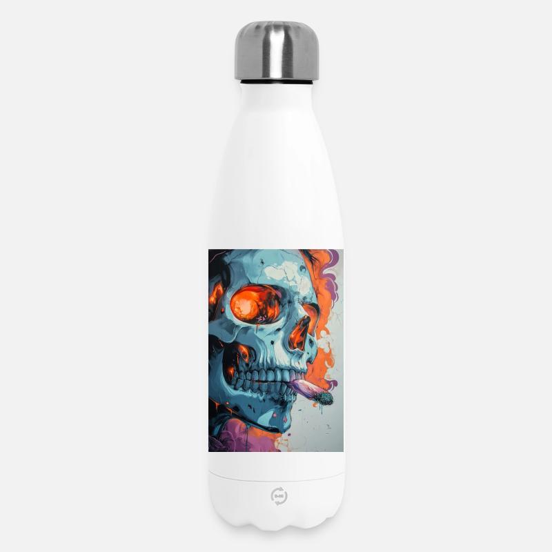 Art de feu en graffiti de crâne - Bouteille isotherme 500 ml - blanc