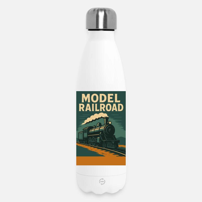 Modellbahn Zug Illustration - Thermosflasche 500 ml - Weiß